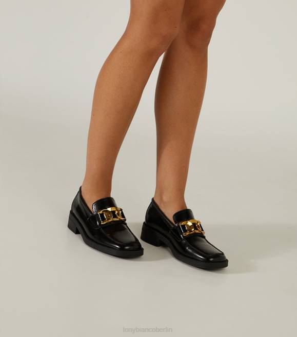 Slipper| de Tony Bianco Frauen Tia-Wohnungen Schwarz hochglänzend 4624576